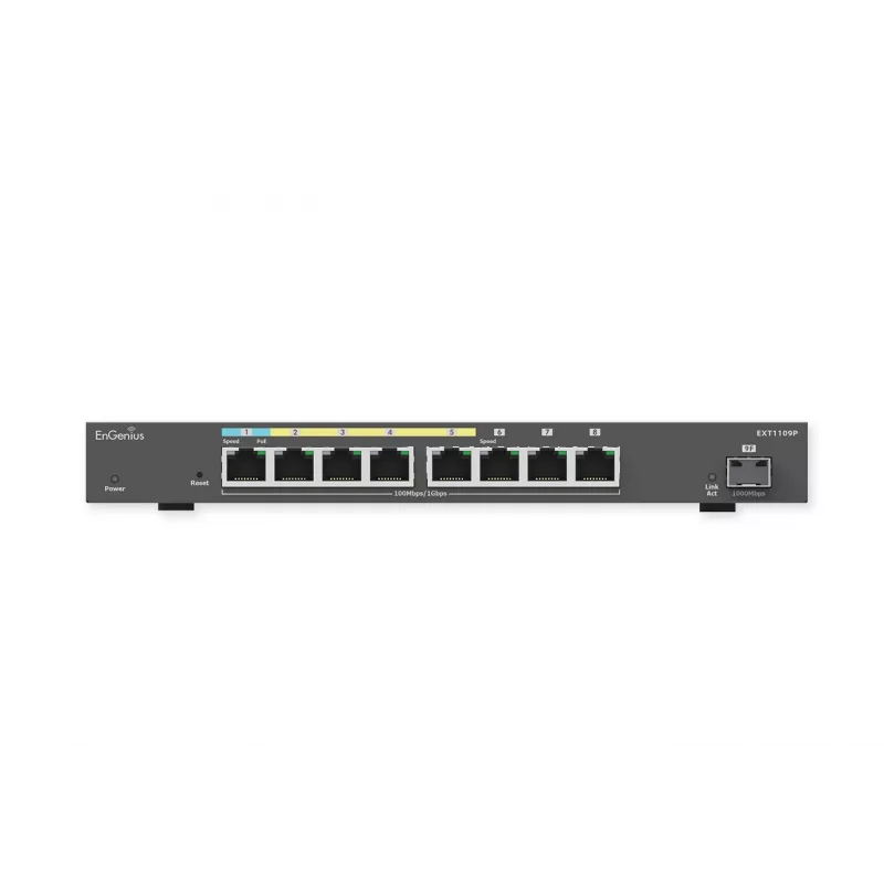 Extensor de switch gestionado EnGenius, inteligente, 9 puertos GbE, af/at/bt, potencia PoE según la potencia del puerto PD