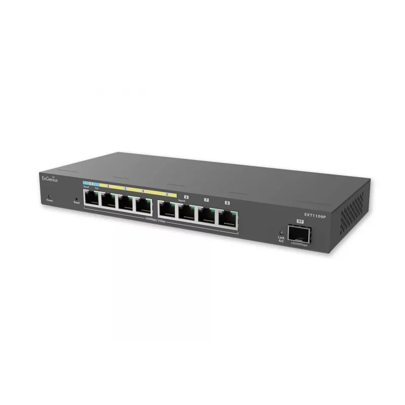 Extensor de switch gestionado EnGenius, inteligente, 9 puertos GbE, af/at/bt, potencia PoE según la potencia del puerto PD