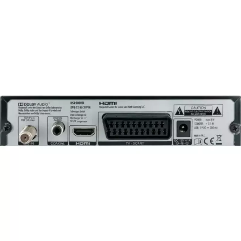 Receptor de televisión Schwaiger DSR500HD por cable Full HD Negro