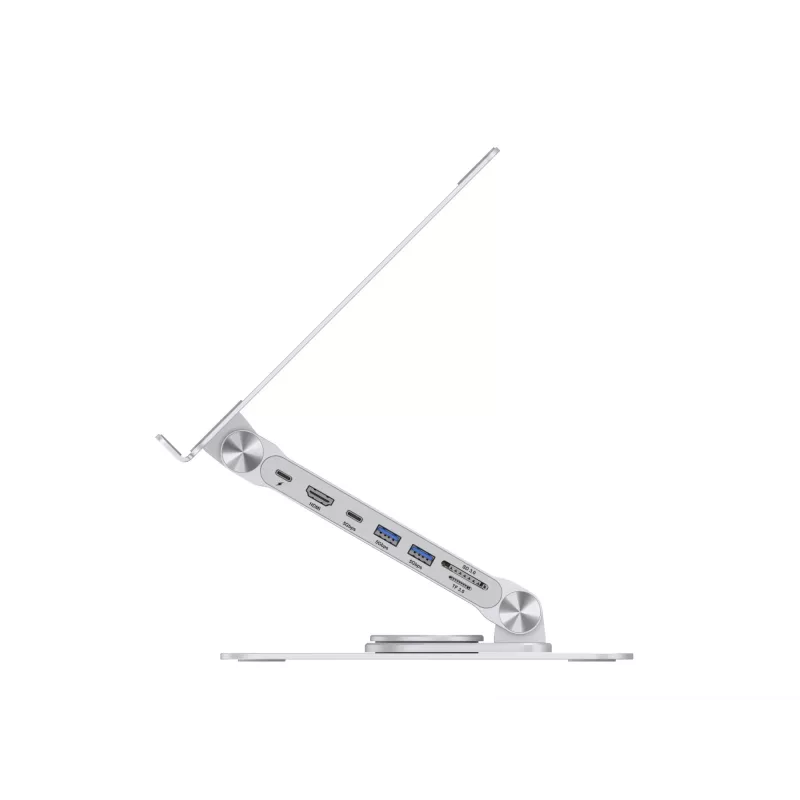 Conceptronic DONN27G, Soporte para portátil, Plata, Aluminio, 360°, USB 3.2 Gen 1 (3.1 Gen 1) Type-C, 5000 Mbit/s