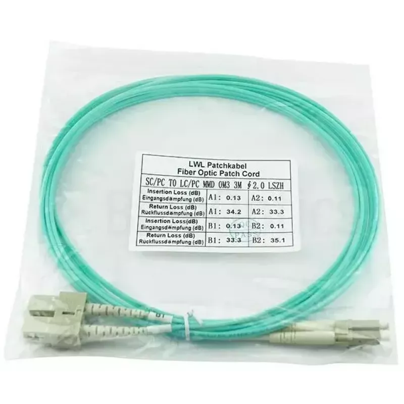 BlueOptics cable patch de fibra óptica LC-SC multimodo OM3 dúplex, LC-UPC/SC-UPC, 10 m, beige (compatible con Corning 055702T512000010M)