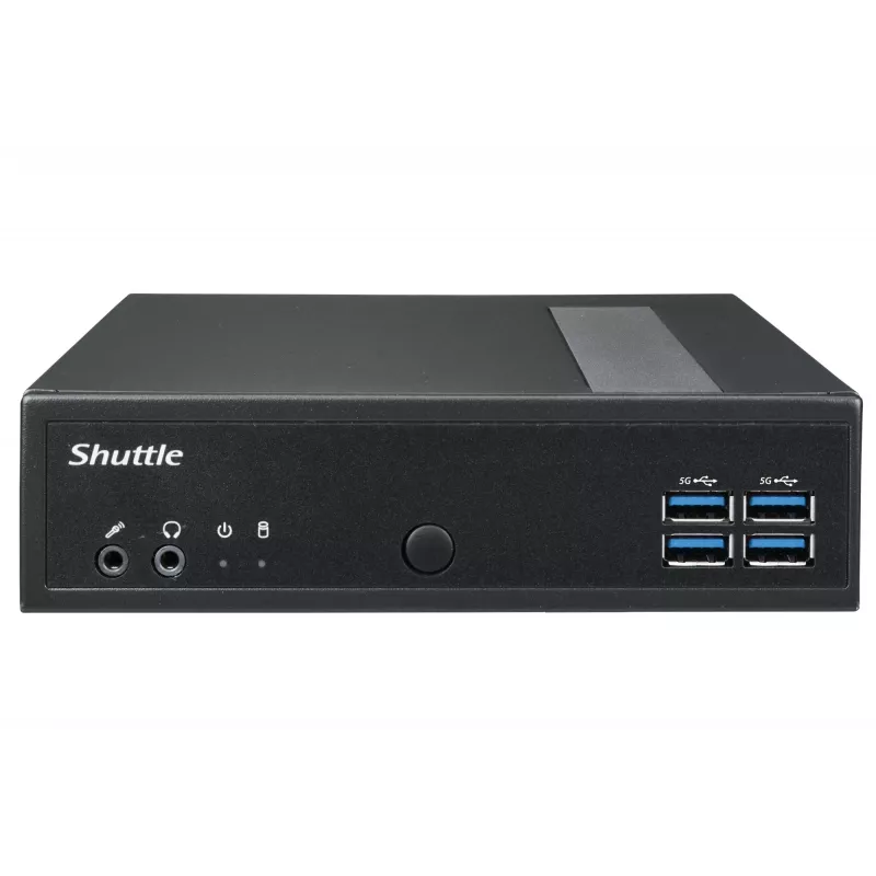 Shuttle XPC sistema delgado DL3000XA, Intel N100, 8GB RAM, 128GB SSD M.2 (NVMe), 2x LAN (2x 2.5Gbit), 2xCOM, 1xHDMI, 1xDP, 1x VGA, sin ventilador, funcionamiento continuo 24/7