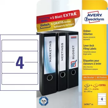 Etiqueta autoadhesiva Avery L4761-25 rectángulo redondeado