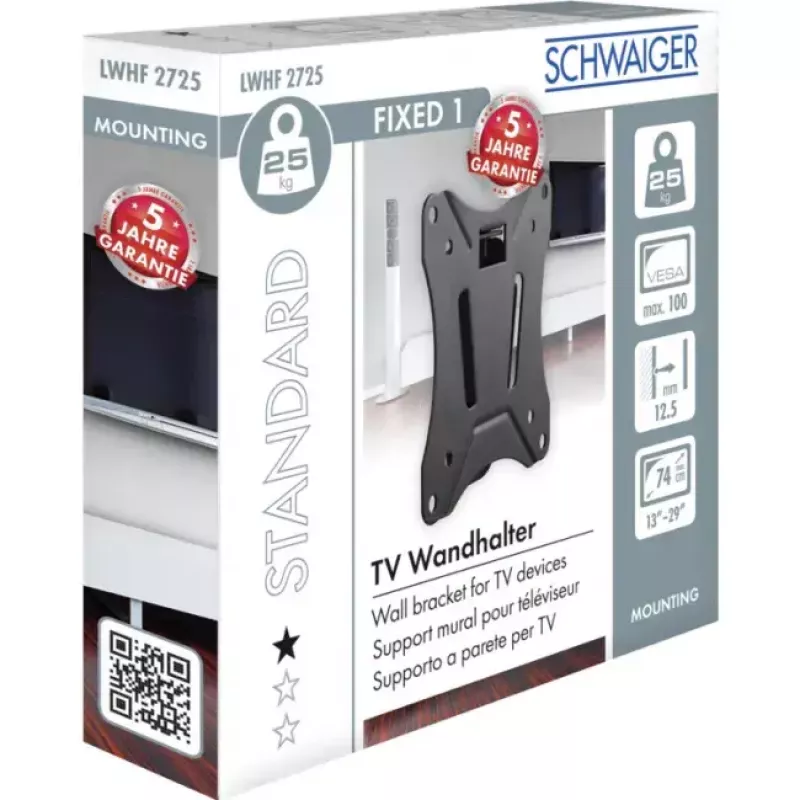 Soporte de pared Schwaiger LWHF2725 513 Negro