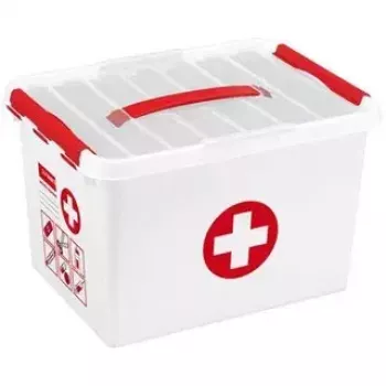 Caja de almacenamiento Sunware Q-line rectangular rojo blanco
