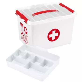 Caja de almacenamiento Sunware Q-line rectangular rojo blanco