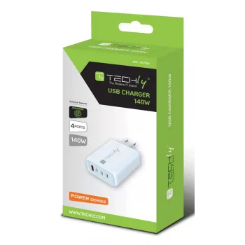 Techly IPW-PD140W-WH Cargador móvil batería externa, smartphone, tablet, universal blanco AC carga rápida interior