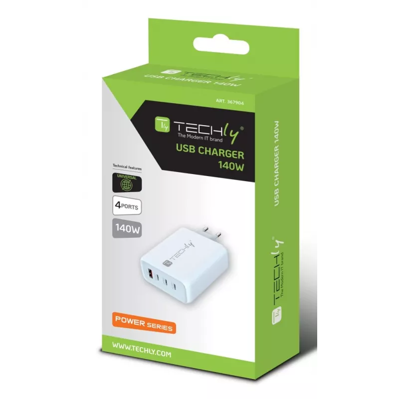 Techly IPW-PD140W-WH Cargador móvil batería externa, smartphone, tablet, universal blanco AC carga rápida interior