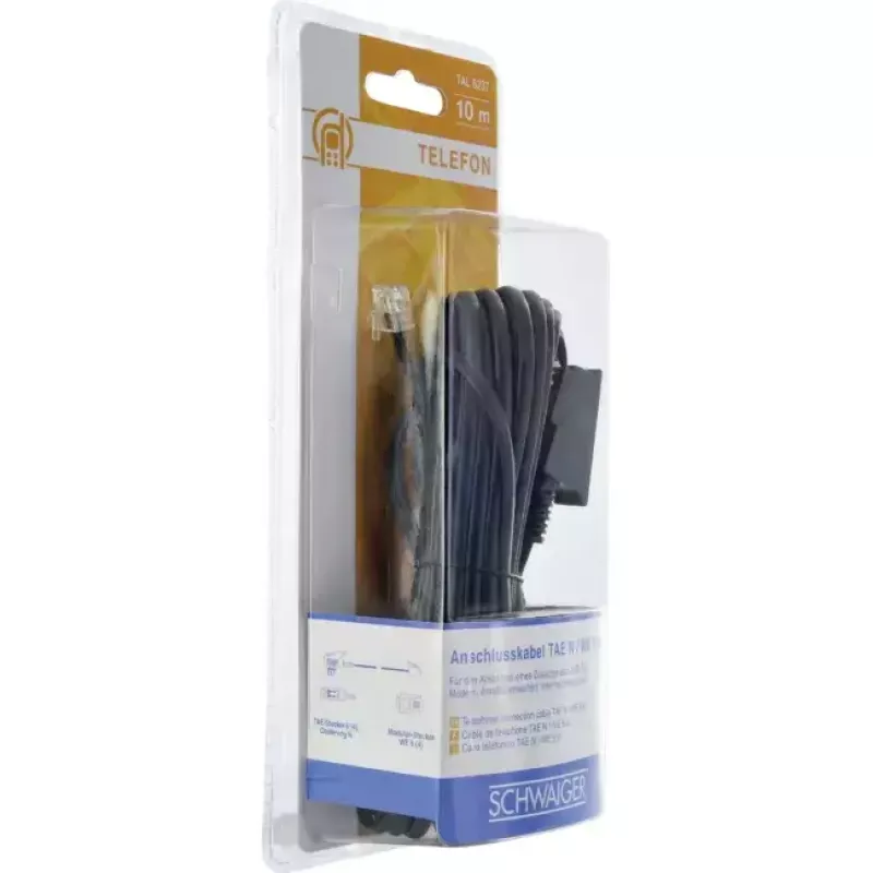Cable RJ-11 Schwaiger 10m TAE-N negro
