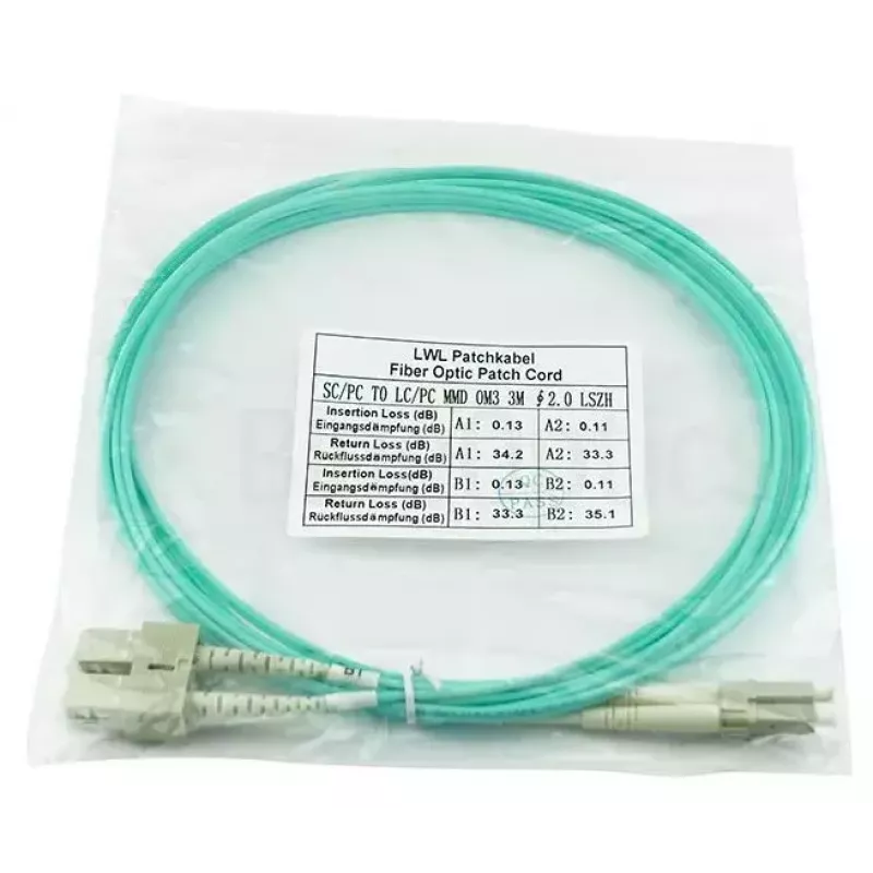 BlueOptics 055702T512000002M-BO cable patch de fibra óptica LC-SC multimodo OM3 dúplex, LC-UPC/SC-UPC, 2 m, beige