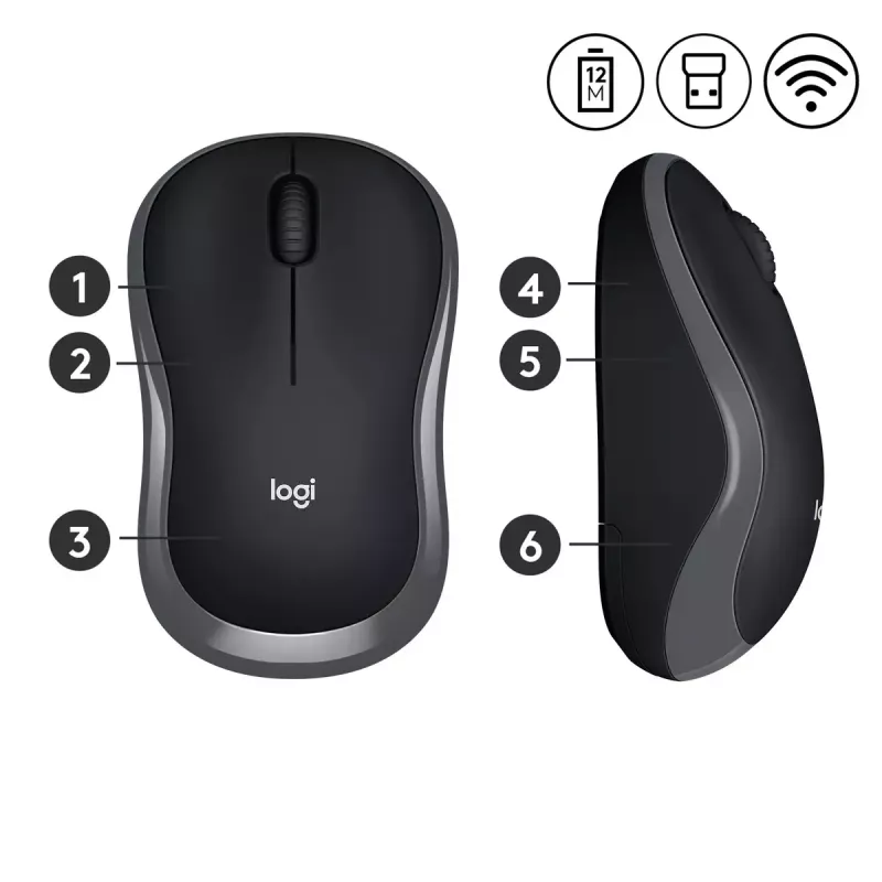 Ratón Logitech M185 Swift Wireless Gris