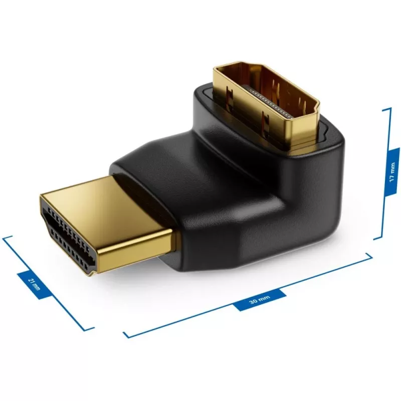 Techly Adaptador HDMI M / H en ángulo L IADAP HDMI-L, HDMI, HDMI, Negro