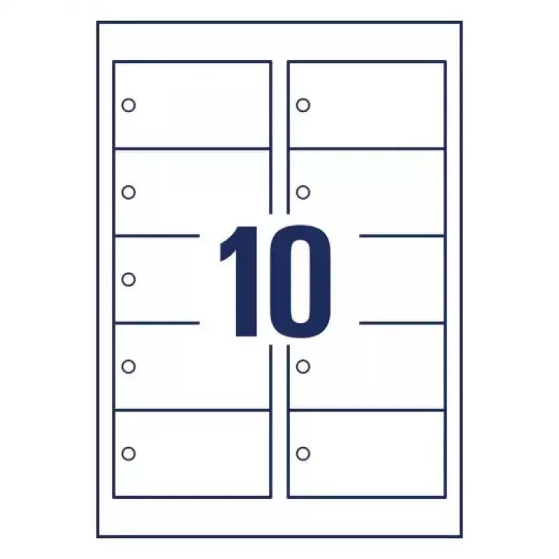 Etiquetas de impresora sin adhesivo Avery T1001-10 blancas 9x5 cm 100 uds.