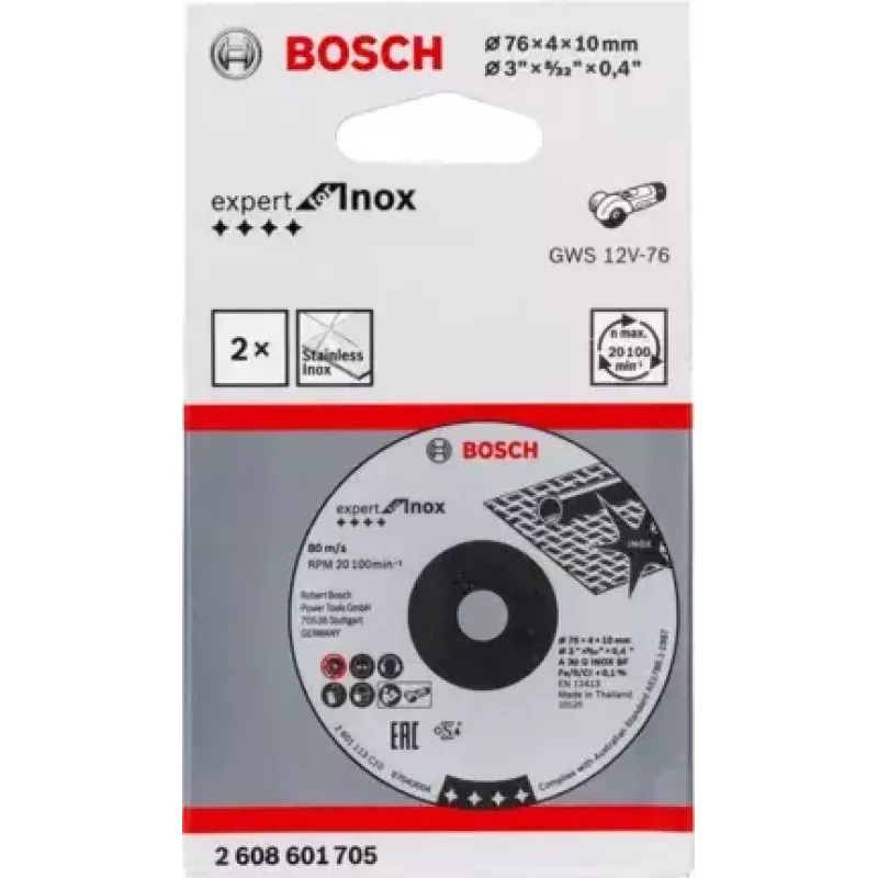 Bosch Expert for Inox discos de lijado, 76 x 4 x 10 mm, 2 uds.