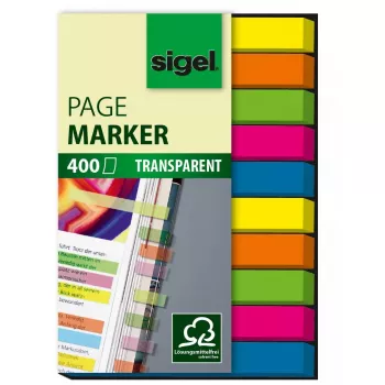Marcapáginas Sigel HN617 flexible azul verde naranja rosa amarillo 400 uds.