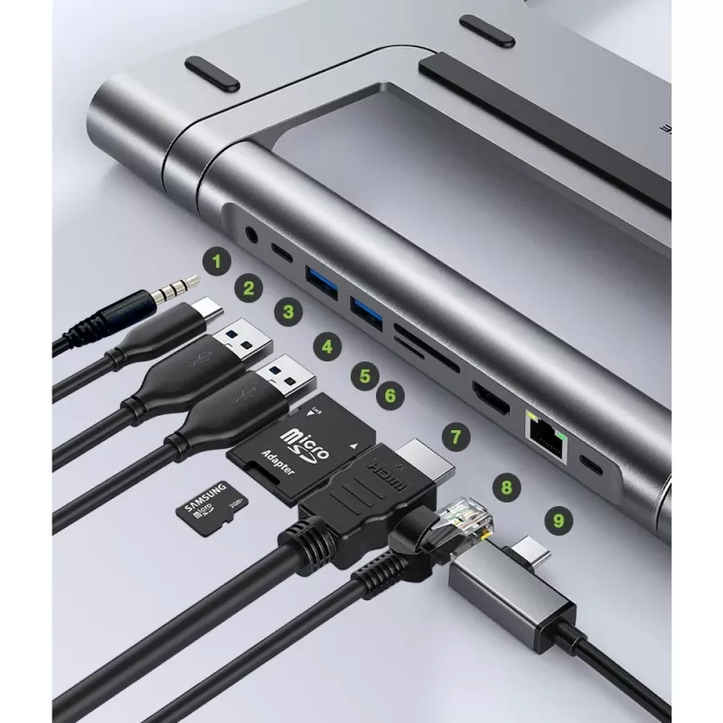 Techly ICA-NTB-DOCK91 Con cable USB 3.2 Gen 1 (3.1 Gen 1) Type-C Plata