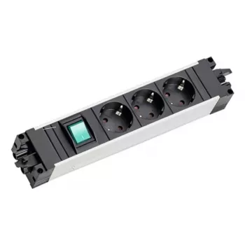 Regleta de enchufes Bachmann STEP ALU 3 tomas con interruptor, carcasa de aluminio, 3x tomas AC, 230 V, 16 A, IP20