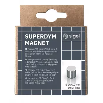 Imán para manualidades cilíndrico Sigel BA701 neodimio plata 10mm
