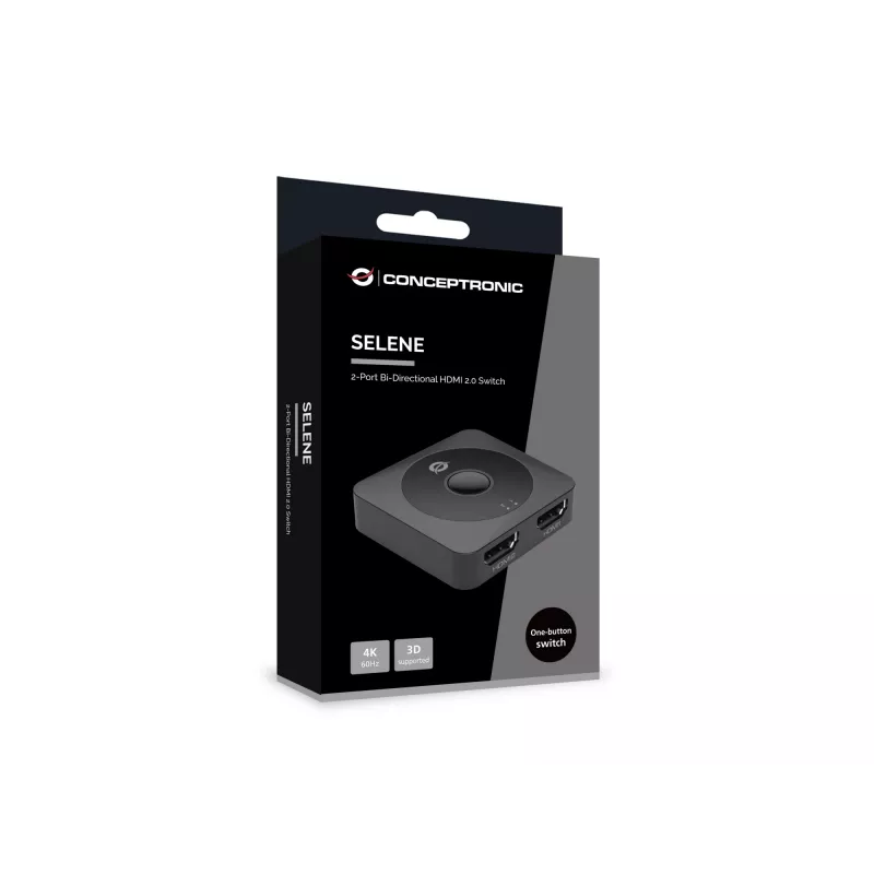 Conceptronic SELENE01B Conmutador HDMI 2.0 bidireccional de 2 puertos, 4K60Hz