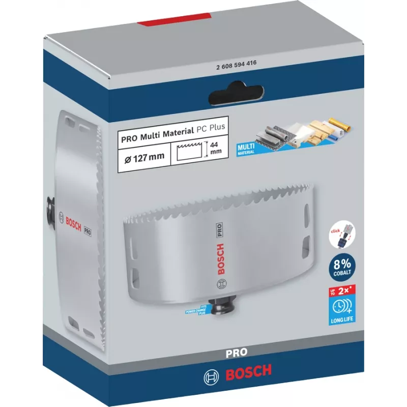 Bosch PRO Multi Material PC Plus, 44/127 mm, individual, broca, pladur, metal, metales no férricos, plástico, madera blanda, negro, gris, acero al cobalto, acero rápido aleado con cobalto (HSS-Co)