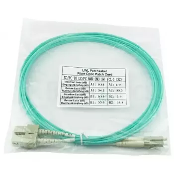 BlueOptics 055702T512000001M-BO cable de conexión de fibra óptica dúplex, LC-SC multimodo OM3, 1 m, LC-UPC/SC-UPC, beige