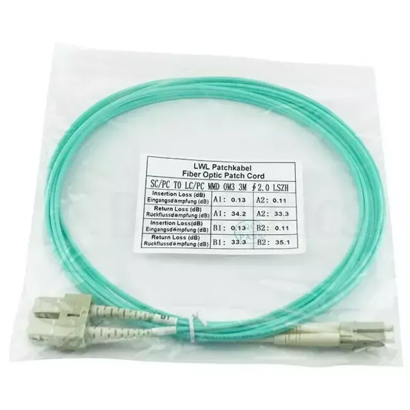 BlueOptics 055702T512000001M-BO cable de conexión de fibra óptica dúplex, LC-SC multimodo OM3, 1 m, LC-UPC/SC-UPC, beige