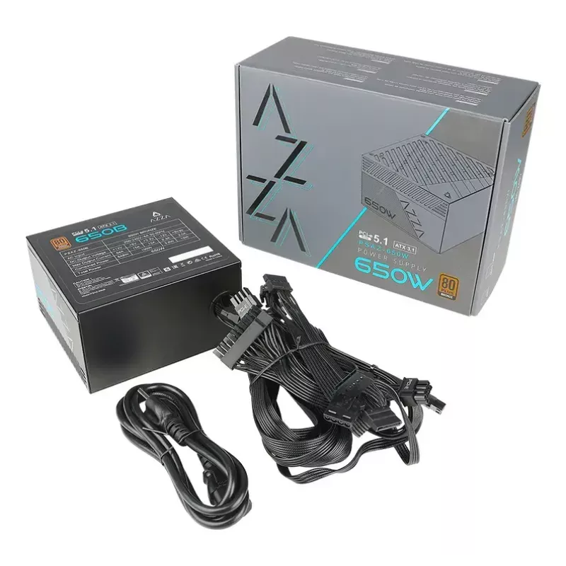 Fuente de alimentación AZZA PSAZ-650B (ATX3.1) 650 W, 20+4-pin ATX, no modular, 80 PLUS Bronze, negra