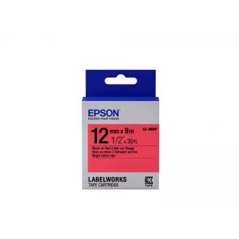 Cartucho de etiquetas Epson Pastel LK-4RBP negro/rojo 12 mm (9 m)