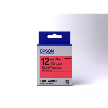 Cartucho de etiquetas Epson Pastel LK-4RBP negro/rojo 12 mm (9 m)