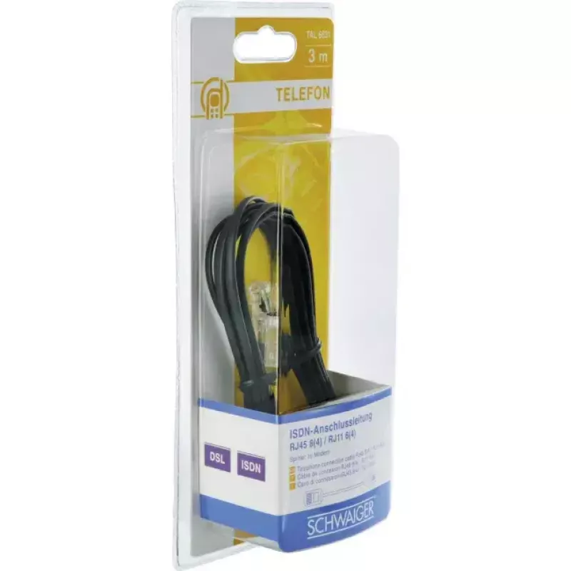 Cable de red Schwaiger 3,0 m RJ-11 - RJ-45 3 m negro