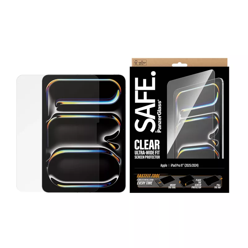 PanzerGlass SAFE. by ® protector de pantalla iPad Pro 11 pulgadas (2024-2025) | Ultra-Wide Fit con herramienta Fastfit