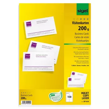 Tarjeta de visita Sigel DP839 láser/inyección de tinta blanco