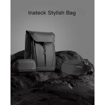 Bolso bandolera Inateck LB03014 — unisex poliéster 900D, cremallera, 4 l, negro