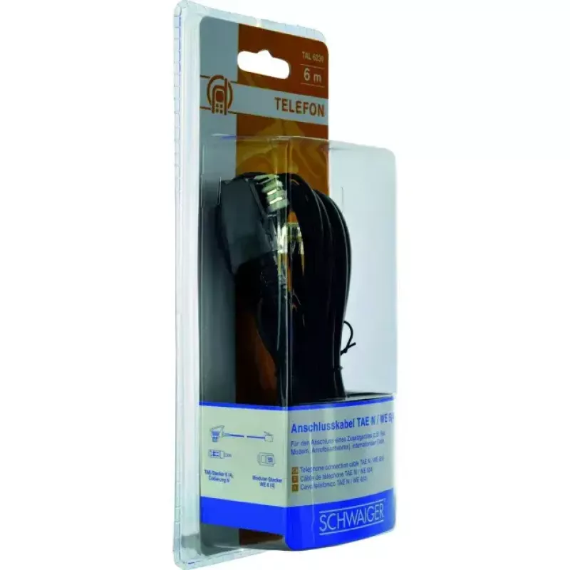 Cable RJ-11 Schwaiger TAL6236533 6,0 m TAE-N negro