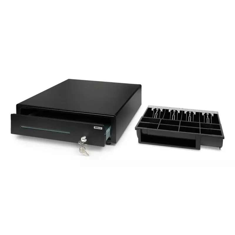Cajón portamonedas electrónico Safescan SD-4141, carcasa de acero, negro, 410×415×115 mm, incluye 6 llaves
