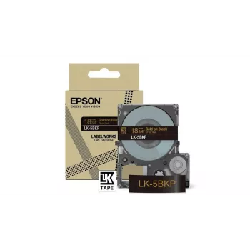 Cinta para impresora de etiquetas Epson LK-5BKP negro oro 1,8 cm