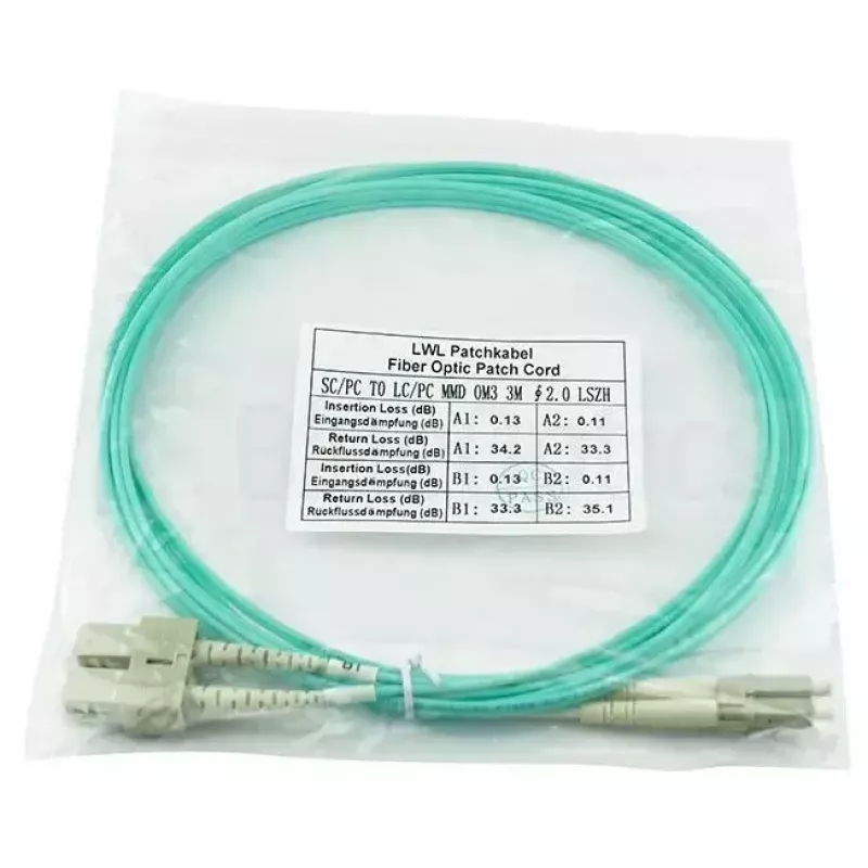 BlueOptics 055702K512000007.5M-BO cable de conexión de fibra óptica dúplex, LC-SC multimodo OM3, 7,5 m, LC-UPC/SC-UPC, beige