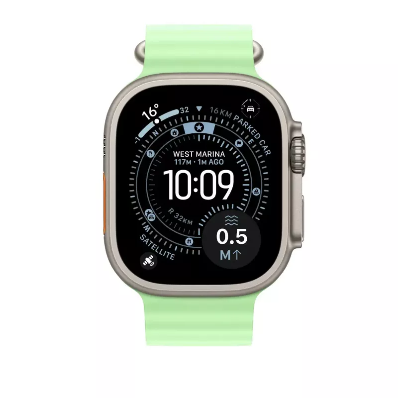 Correa Apple Acabado de titanio natural MGCG4ZM/A Verde Fluoroelastómero 49 mm