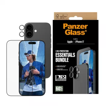 PanzerGlass Pack Essentials 2 en 1 iPhone 17 resistente a arañazos y golpes