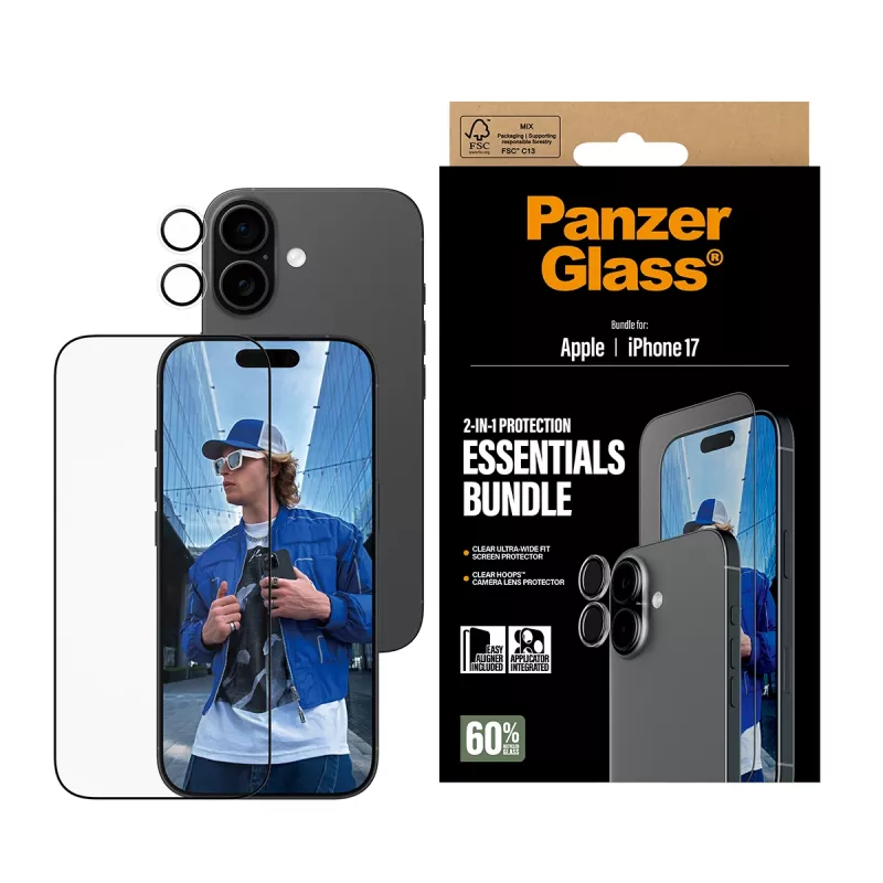 PanzerGlass Pack Essentials 2 en 1 iPhone 17 resistente a arañazos y golpes