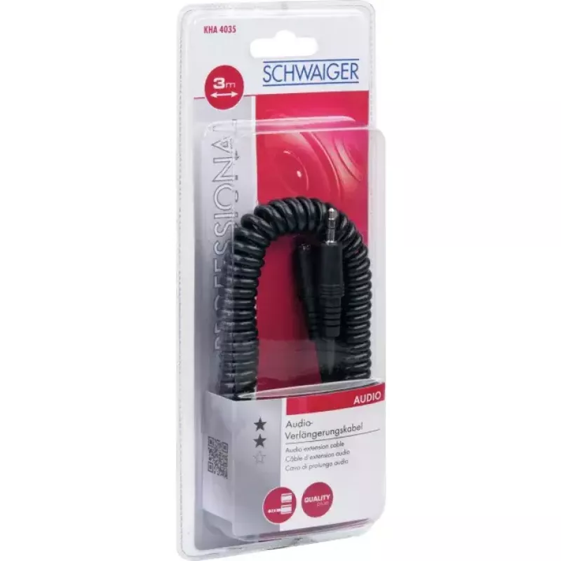 Cable de audio Schwaiger KHA4035 3 m conector hembra 3,5 mm a conector hembra negro