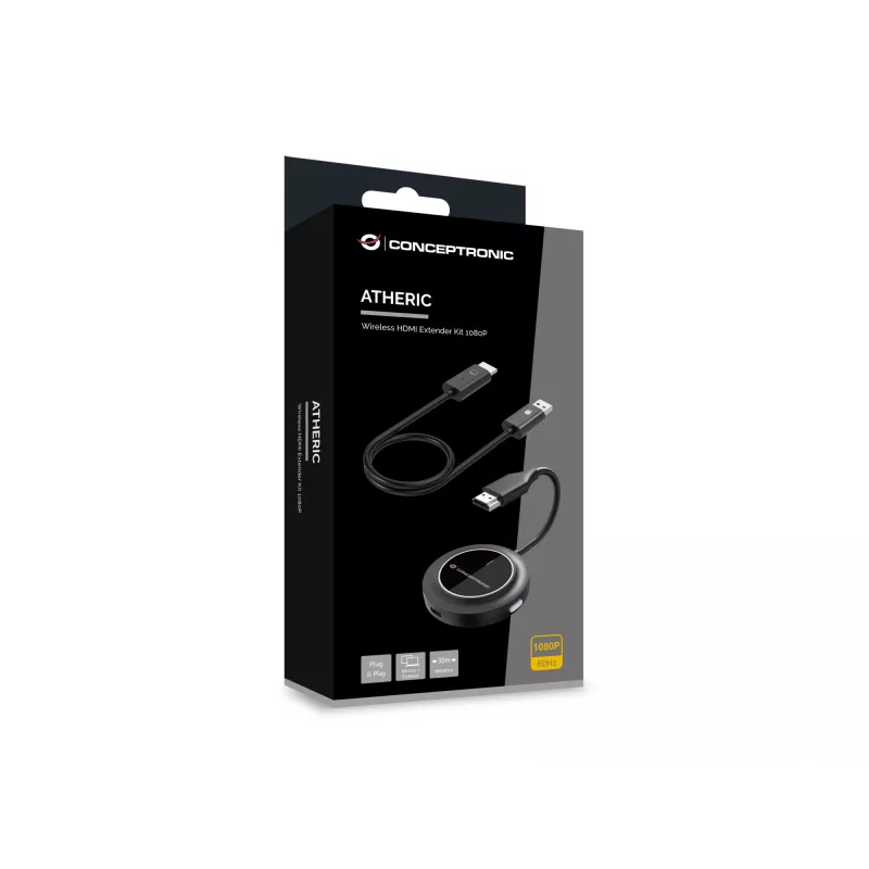 Kit extensor HDMI inalámbrico CONCEPTRONIC ATHERIC02B – Dongle, HDMI/USB, 1080p (1920x1080), alimentado por USB