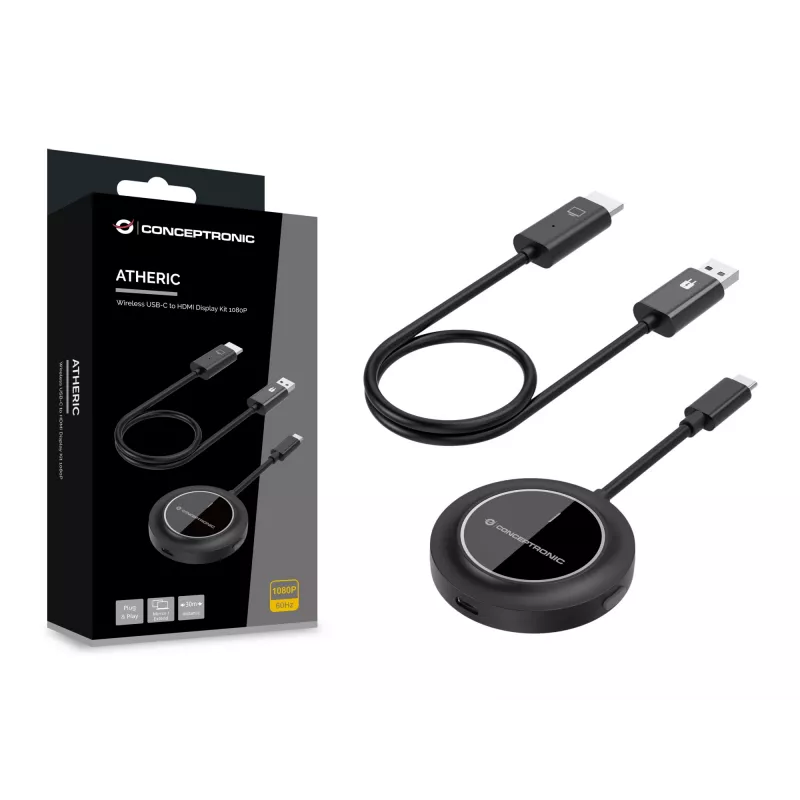 Conceptronic ATHERIC01B Kit inalámbrico USB-C a HDMI para pantalla 1080P
