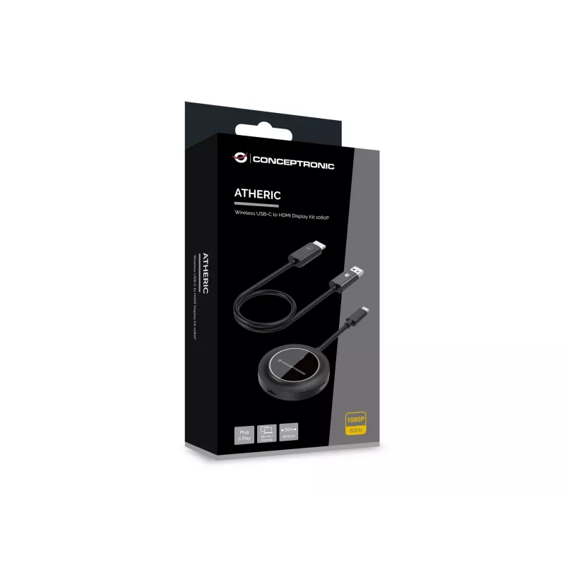 Conceptronic ATHERIC01B Kit inalámbrico USB-C a HDMI para pantalla 1080P