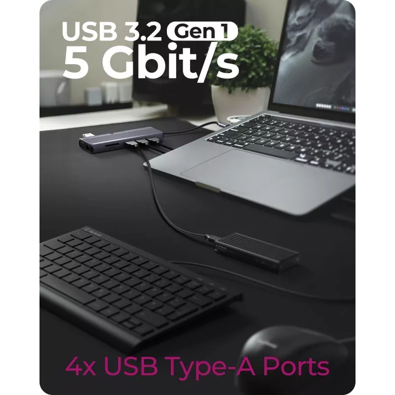 ICY BOX IB-DK4062-CPD Con cable USB 3.2 Gen 1 (3.1 Gen 1) Type-C Antracita