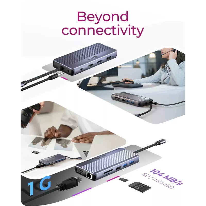 ICY BOX IB-DK4062-CPD Con cable USB 3.2 Gen 1 (3.1 Gen 1) Type-C Antracita