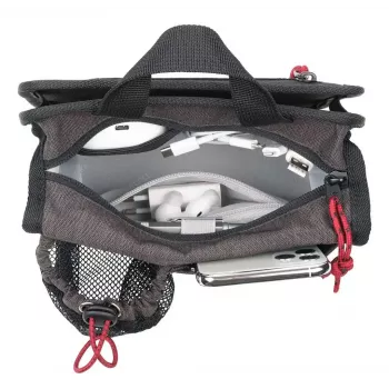 Bolso de mano/bandolera para trolley TROIKA BBG67/GY — Poliéster, Negro/Gris, 200×50×175 mm, cremallera