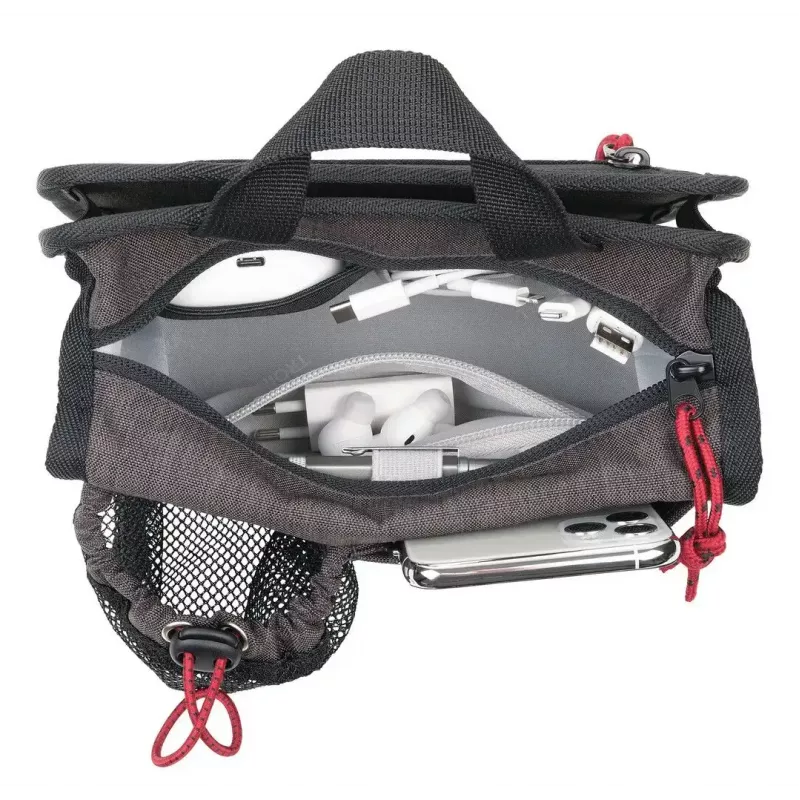 Bolso de mano/bandolera para trolley TROIKA BBG67/GY — Poliéster, Negro/Gris, 200×50×175 mm, cremallera