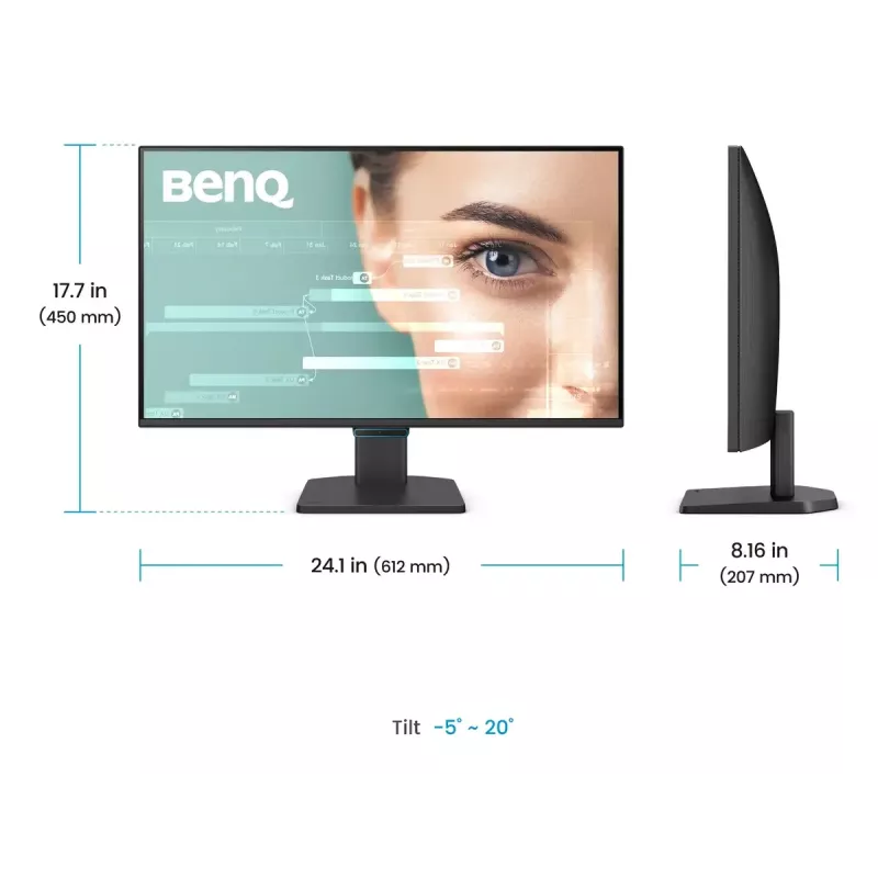 Monitor BenQ 27 pulgadas 1080p FHD Eye-Care — 27 pulgadas (68,6 cm), 1920×1080, 5 ms, IPS/LCD, mate, 16:9, 178°/178°, altavoces integrados, VESA, Negro