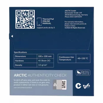 ARCTIC TP-3 Premium Performance almohadilla térmica 100 x 100 mm, 0,5 mm